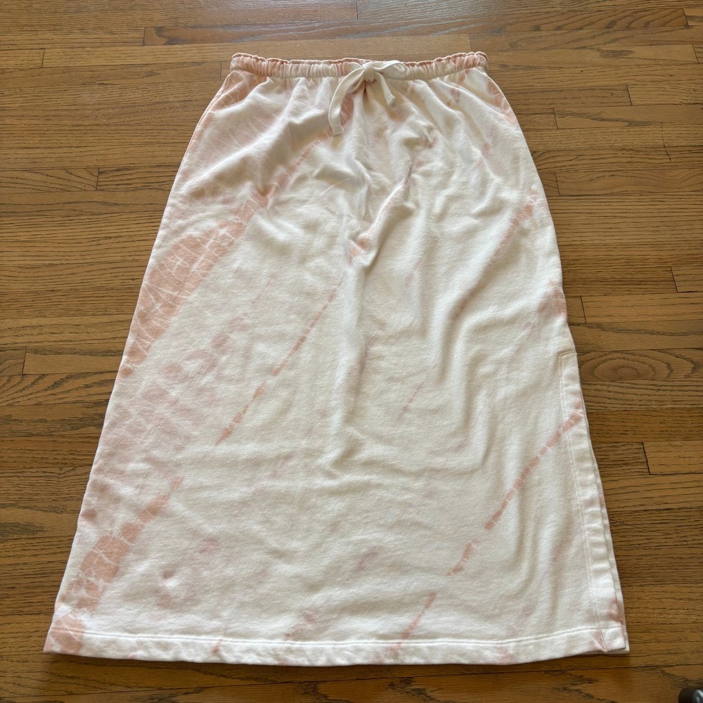 Splendid Collection Pink White‎ Tie Dye Midi Skirt Large Drawstring Slit